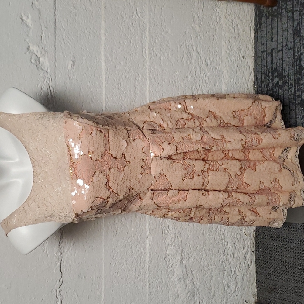 Eva Franco Peach Lace & Sequin Fancy Dress Sz 4